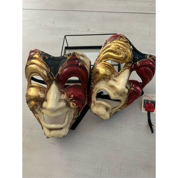 Venetian Hand Crafted Italian Tragedy & Comedy Masks - Picture 3 of 6